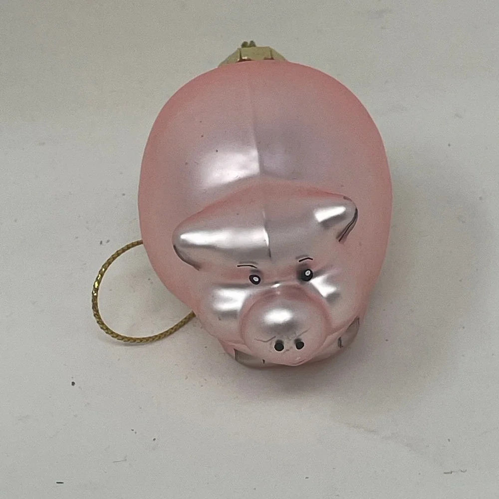 Thomas Pacconi Classics Pink Pig Mercury Glass Christmas Ornament Vintage Style